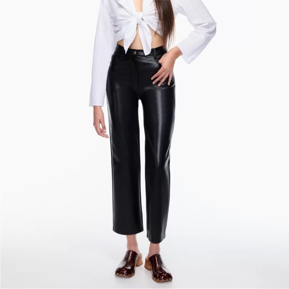 Wilfred Black Faux Leather Pants Cropped